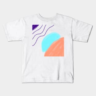 Orange blue watercolor abstract art design Kids T-Shirt